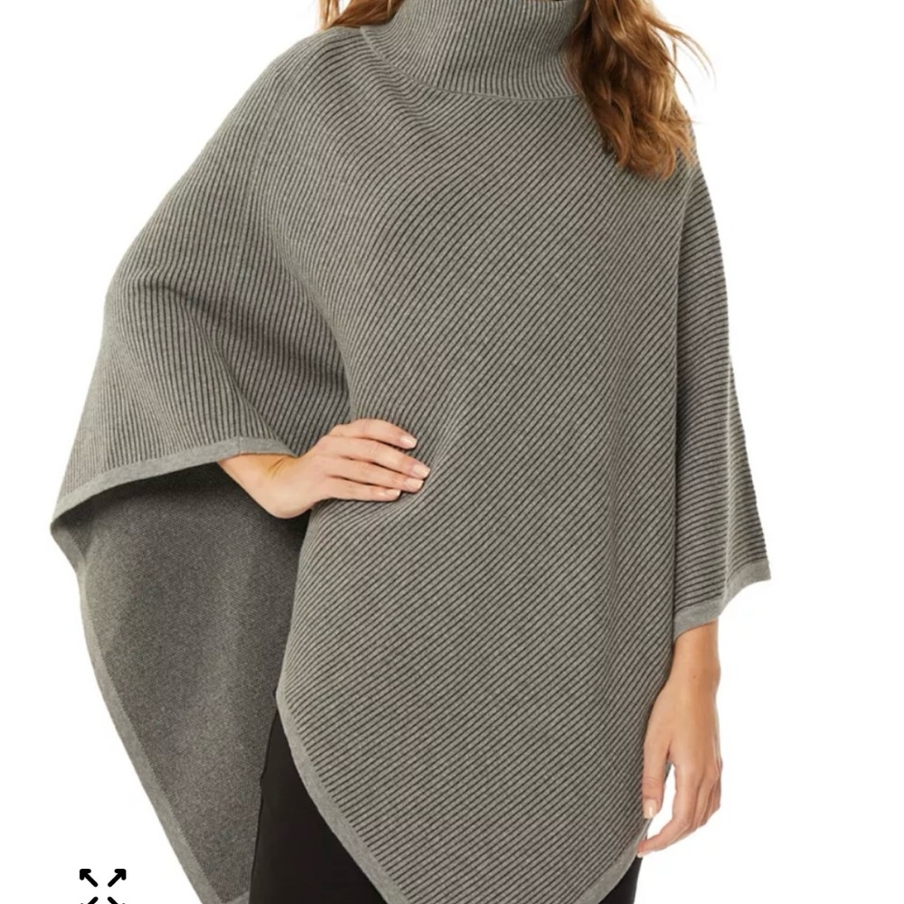 Jones New York Gray Ribbed Poncho